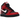 Nike Dunk High Deadpool baskets vue de côté avec une empeigne en cuir rouge et noir, des lacets assortis et une semelle intermédiaire blanche.