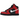 Nike Dunk High Deadpool baskets vue latérale angulaire avec le coloris emblématique rouge et noir, embout perforé et semelle intermédiaire blanche