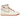 Air Jordan 1 Retro High Rare Air Sail Cinnabar baskets vue inclinée avec empeigne blanc cassé, détails en cuir rouge et semelle intermédiaire blanche