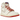 Air Jordan 1 Retro High Rare Air Sail Cinnabar baskets en vue angulaire avec tige en cuir crème, détails rouges et le logo Jordan emblématique.