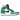 Air Jordan 1 Retro High Lucky Green baskets vue latérale avec empiècements en cuir blanc, détails verts et logo Nike Swoosh noir