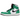 Air Jordan 1 Retro High Lucky Green baskets en vue latérale, avec des empiècements en cuir vert et blanc, un logo Swoosh noir et une semelle