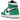 Air Jordan 1 Retro High Lucky Green baskets vue latérale avec panneaux emblématiques en cuir vert, virgule noire et semelle intermédiaire blanche.