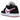 Air Jordan 1 Low Black Cactus Flower baskets vue latérale avec empeigne en cuir noir, détails violet, swoosh assorti et semelle blanche