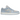 Air Jordan 1 Low Football Grey Aluminum baskets vue latérale avec empeigne grise, semelle intermédiaire blanche, détails bleu clair et laçage.
