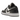 Air Jordan 1 Low Dark Grey baskets vue inclinée avec des empiècements en daim gris, des détails en cuir blanc, un swoosh noir et une semelle sombre.