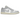 Baskets Air Jordan 1 Low Coconut Milk Neutral Grey vue latérale avec empeigne en cuir beige, Swoosh gris et semelle blanche