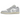 Air Jordan 1 Low Coconut Milk Neutral Grey baskets en vue latérale avec empeigne en cuir blanc, Swoosh gris, col rembourré et lacets blancs plats
