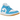 Air Jordan 1 Low White Gum Light Brown Dark Powder Blue baskets en vue latérale avec empeigne en cuir blanc, swoosh bleu clair et semelle gomme