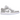 Air Jordan 1 Low Wolf Grey baskets en vue latérale présentant une empeigne en daim gris, une base en cuir blanc et un logo Swoosh gris.