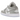 Air Jordan 1 Low Wolf Grey baskets vue latérale avec des détails en cuir gris, une base blanche, un swoosh emblématique et une semelle plate.