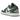 Air Jordan 1 Low Galactic Jade baskets vue latérale avec empiècements en cuir vert, empeigne blanche, logo Swoosh vert et semelle classique