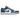 Air Jordan 1 Low Marina Blue baskets vue latérale classique avec panneaux en cuir blanc, détails bleu marine et le swoosh Nike blanc emblématique.