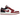 Air Jordan 1 Low Reverse Black Toe baskets vue latérale avec talon en cuir rouge, virgule noire, lacets blancs et semelle en caoutchouc blanche