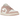 Air Jordan 1 Low Pink Oxford baskets vue latérale avec détails en cuir rose pastel, panneaux blancs, lacets assortis et logo Jordan sur le talon