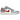 Air Jordan 1 Low Blue Whisper Dune Red baskets vue latérale avec panneaux bleu clair et blancs, Swoosh rouge, lacets et semelle en caoutchouc