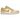 Air Jordan 1 Low Sail Yellow Ochre baskets vue angulaire avec base en cuir blanc, empiècements jaunes et logo Wings emblématique au talon.