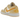 Baskets Air Jordan 1 Low Sail Yellow Ochre vue en angle montrant l'empeigne en cuir, le swoosh jaune et les lacets blancs.