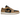 Air Jordan 1 Low Desert baskets vue de côté avec une empeigne en cuir beige et blanc, des lacets assortis et un logo Jumpman noir sur la languette.