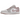 Air Jordan 1 Low Particle Rose baskets vue latérale avec empeigne en cuir rose, lacets assortis et semelle intermédiaire blanche