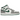 Air Jordan 1 Mid SE White Pine Green Smoke Grey baskets vue latérale avec panneaux en cuir blanc, talon gris et détails Swoosh vert sapin