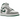 Air Jordan 1 Mid SE White Pine Green Smoke Grey baskets vue latérale avec base en cuir blanc, empiècements gris et logo swoosh vert caractéristique.