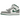 Baskets Air Jordan 1 Mid SE White Pine Green Smoke Grey vue latérale avec empeigne en cuir blanc, tons gris et détails verts au niveau du talon.