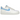 Nike Air Force 1 Low 07 Next Nature Pale Ivory University Blue baskets en vue latérale, montrant des détails en cuir blanc, un swoosh bleu clair et une semelle épaisse.