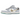 Nike SB Dunk Low Sean Cliver baskets vue sous angle avec empiècements en daim bleu clair, Swoosh doré, semelle blanche et détails à paillettes.
