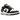 Nike Dunk Low Panda baskets vue latérale. La basket classique avec une base en cuir blanc, des empiècements noirs et une semelle blanche.