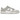 Nike Dunk Low Grey Fog baskets en profil avec des empiècements en cuir gris sur une base blanche, lacets blancs et semelle grise