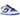 Nike Dunk Low Racer Blue White baskets en vue latérale, avec une base en cuir blanc, des empiècements bleu vif et une semelle assortie.