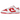 Nike Dunk Low Championship Red baskets en profil avec empeigne en cuir rouge et blanc, Swoosh rouge, semelle intermédiaire blanche et semelle rouge.