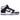 Nike Dunk High Championship Navy baskets vue latérale avec empeigne en cuir blanc, empiècements bleu marine et semelle en gomme.