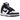 Nike Dunk High Championship Navy baskets en vue latérale, mettant en valeur les panneaux en cuir bleu marine classique sur une base blanche.