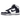 Nike Dunk High Championship Navy baskets en vue latérale avec base en cuir blanc, empiècements bleu marine, lacets assortis et semelle blanche