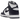 Nike Dunk High Championship Navy baskets vue latérale avec base en cuir blanc, empiècements bleu marine et semelle intercalaire blanche classique