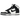Nike Dunk High Panda Black White baskets vue latérale avec ses empiècements emblématiques en cuir noir et blanc, lacets blancs et semelle blanche.
