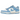 Nike Dunk Low Coast baskets vue latérale avec base en cuir blanc, empiècements bleu clair, swoosh bleu assorti et semelle intermédiaire blanche.