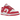 Nike Dunk Low Archeo Pink baskets vue latérale avec empeigne en cuir blanc, empiècements rose foncé et lacets blancs sur une semelle plate