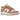 Nike Dunk Low Rose Whisper baskets vue latérale dans une combinaison de cuir blanc et de détails rose pastel avec une semelle en caoutchouc classique