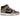 Nike Dunk High Moon Fossil baskets vue de côté avec une empeigne en cuir noir, des empiècements marron, des lacets blancs et une semelle