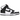 Nike Dunk High Panda (2021) baskets en vue latérale présentant un design en cuir noir et blanc, une pointe perforée et une semelle blanche.