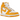 Nike Dunk High Dark Sulfur baskets vue latérale avec empeigne en cuir blanc, empiècements jaunes, semelle intermédiaire blanche.