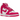 Nike Dunk High Pink Prime baskets vue latérale avec base en cuir blanc, empiècements rose vif et semelle extérieure classique