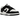 Nike Dunk Low Next Nature Black White baskets en vue latérale classique avec base en cuir blanc, empiècements noirs et swoosh noir.