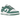 Nike Dunk Low Next Nature Bicoastal baskets en vue classique. Présentation des panneaux en cuir blanc et vert avec une semelle et des lacets assortis.