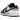 Baskets Nike Dunk Low EMB NBA 75th Anniversary Brooklyn Nets vue latérale avec empiècements en cuir gris et blanc et un Swoosh rouge.