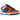 Nike Dunk Low EMB NBA 75th Anniversary Knicks baskets vue angulaire avec tige en cuir noir, gris et bleu et logo du 75e anniversaire NBA sur la languette.