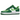 Nike Air Force 1 Low Shamrock St Patricks Day baskets vue latérale avec cuir vert, virgule blanche et motif trèfle discret sur le talon